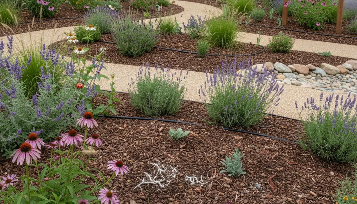 Organic landscape beds with native plants and mulch by Chop Chop Landscaping in Escondido, CA
