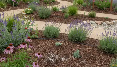 Organic landscape beds with native plants and mulch by Chop Chop Landscaping in Escondido, CA