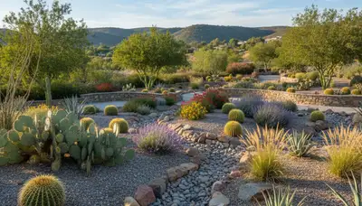 Desert landscape with native plants and rock mulch by Chop Chop Landscaping in Escondido, CA