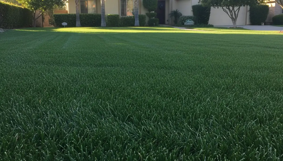 Lush green lawn with dense turf and expert landscaping maintenance in Escondido, CA