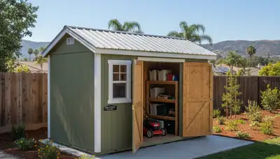 New backyard shed installation with quality craftsmanship by landscaping experts in Escondido, CA