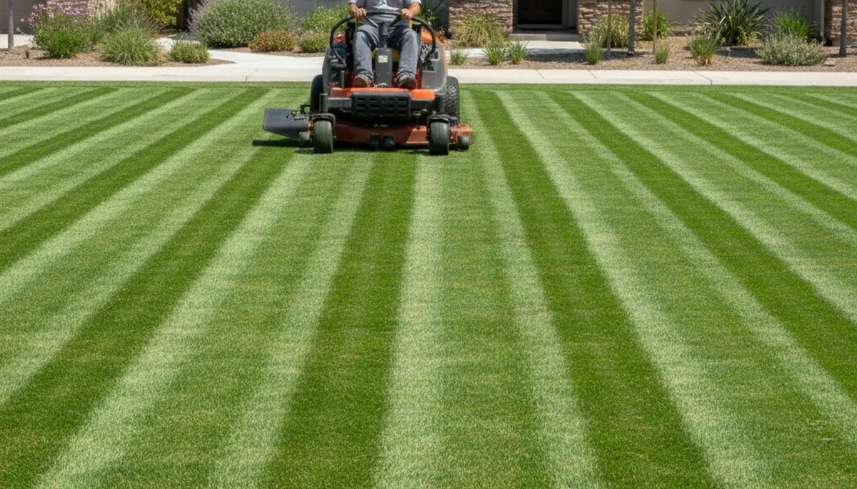 Professional lawn striping with sharp edges by Chop Chop Landscaping in Escondido, CA