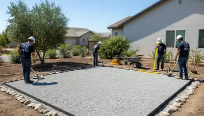 Level gravel shed foundation preparation by Chop Chop Landscaping in Escondido, CA