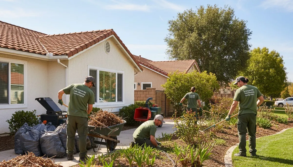 Spring yard cleanup and pruning on Escondido, CA residential property by Chop Chop Landscaping