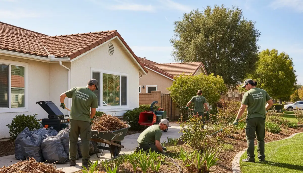 Spring yard cleanup and pruning on Escondido, CA residential property by Chop Chop Landscaping