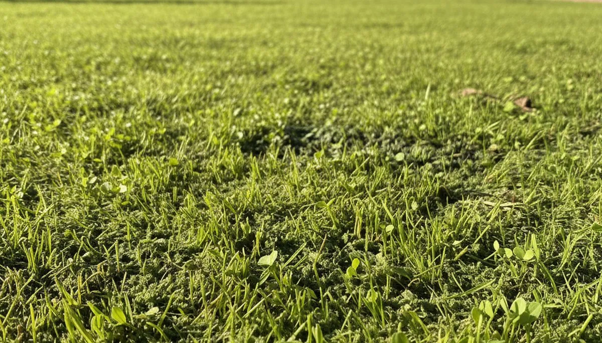 Hydroseeding grass seedlings sprouting on Escondido CA lawn showing healthy new turf growth