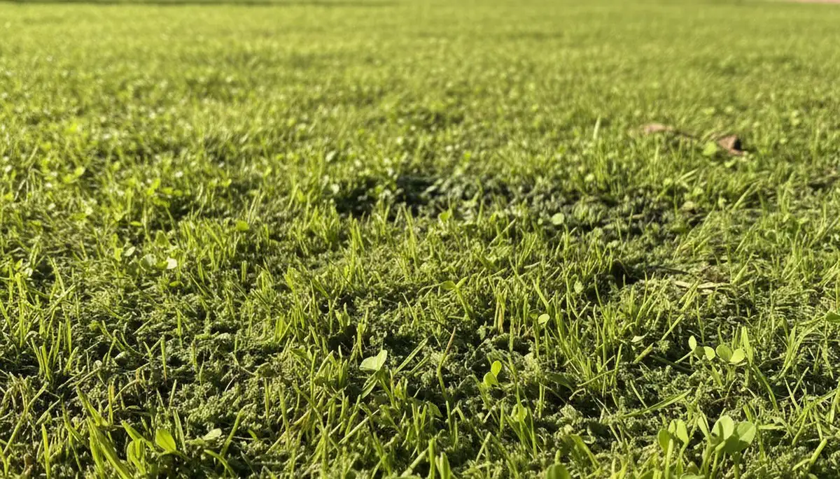 Hydroseeding grass seedlings sprouting on Escondido CA lawn showing healthy new turf growth