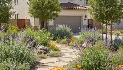 Sustainable native plant garden with drought-tolerant landscaping in Escondido, CA